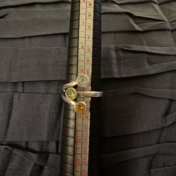 Sterling silver 925 ring w yellow/green/blue stones approximately sz 9-9.5 - Picture 6 of 8